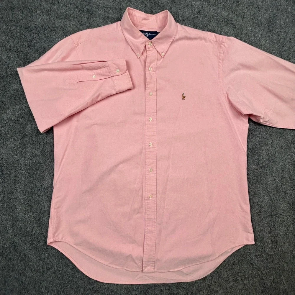 Ralph Lauren Yarmouth Shirt Men 17-34 Pink Oxford Button Down Classic Flesh Pony